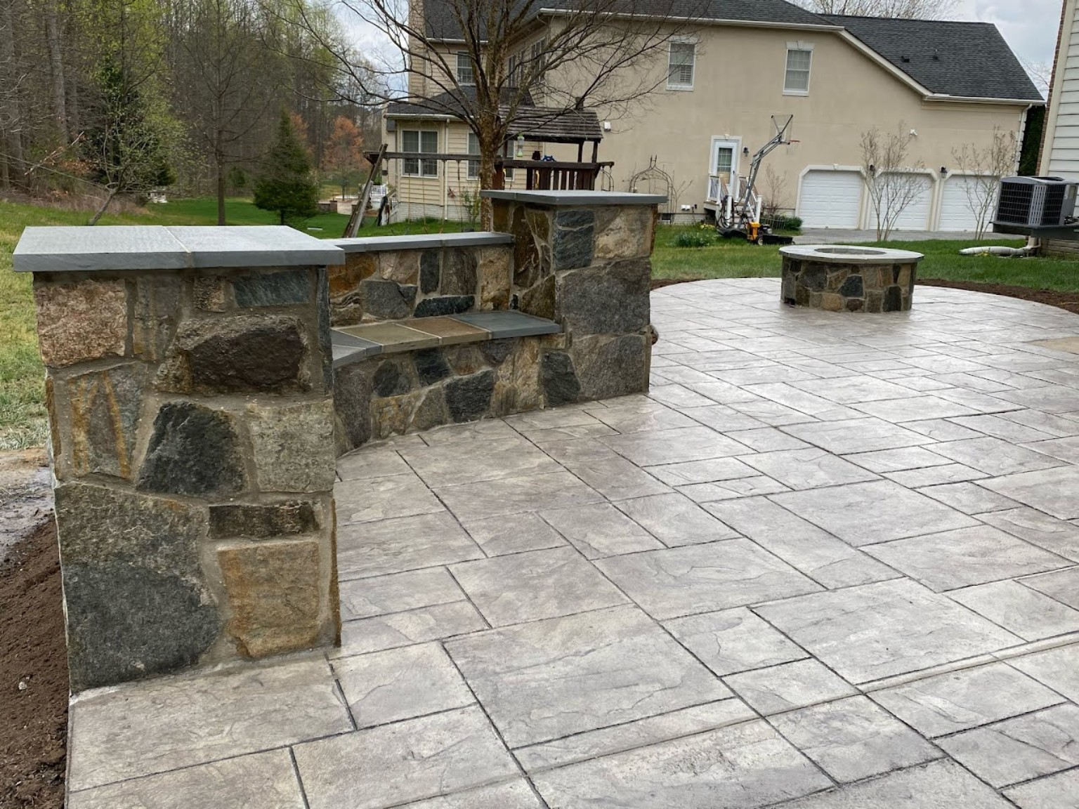 Stamped concrete raised patio option