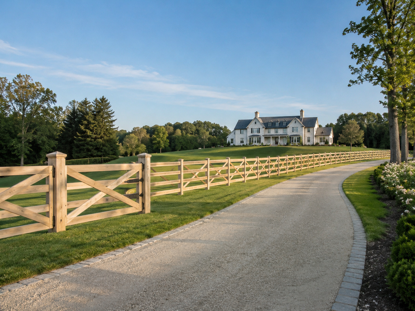 White oak estate crossbuck fence