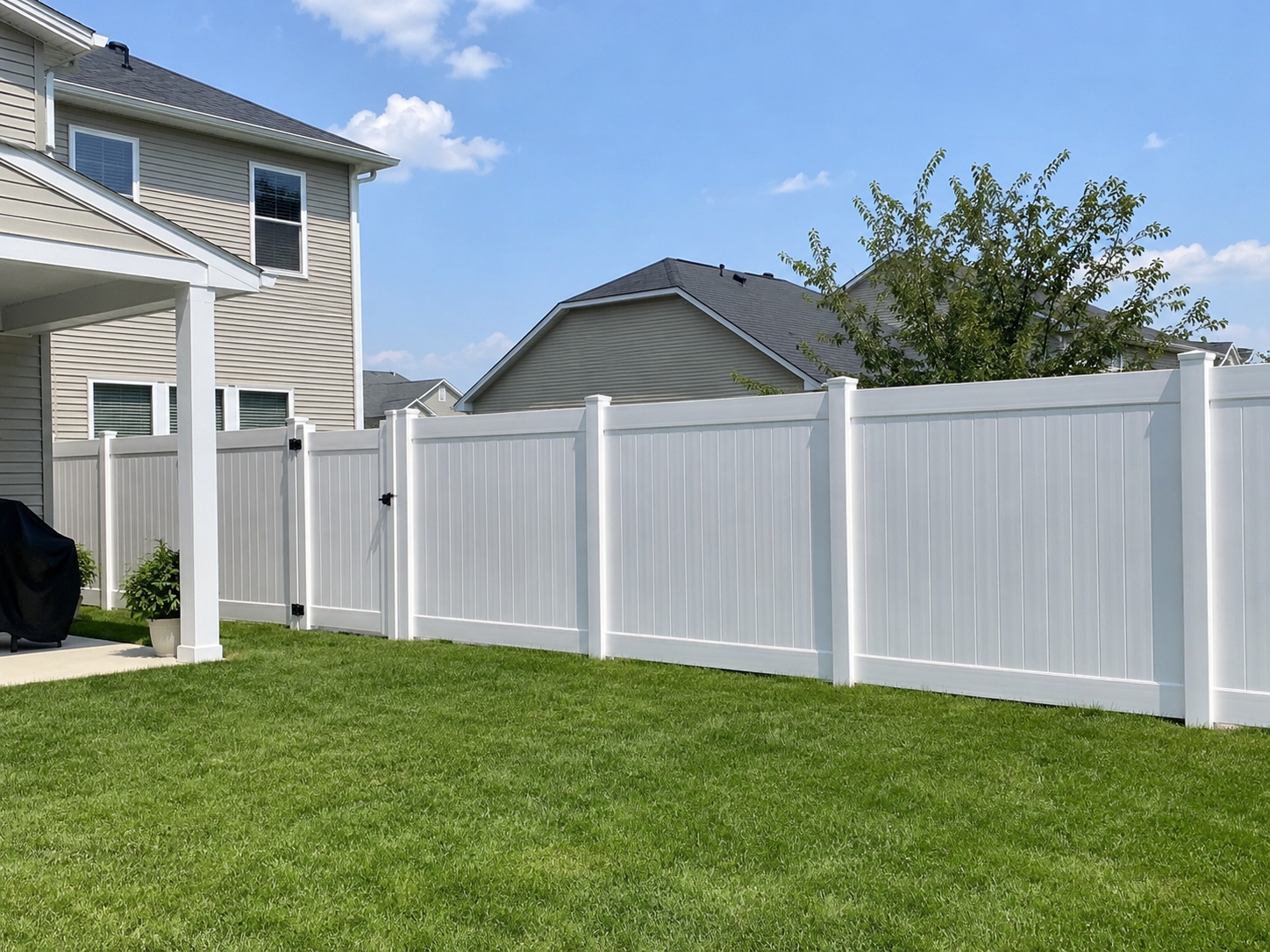 White PVC privacy fence